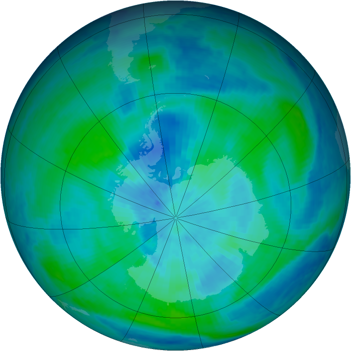 Antarctic ozone map for 19 March 1998